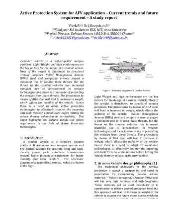 خرید و دانلود نسخه کامل کتاب Active Protection System for AFV application – Current trends and future requirement – A study report