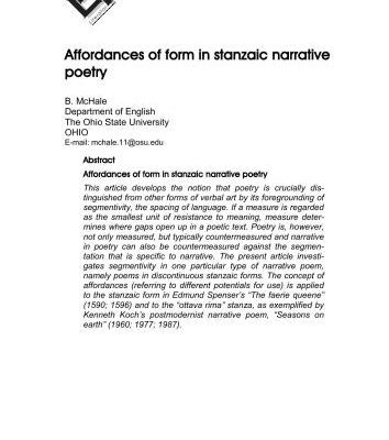 خرید و دانلود نسخه کامل کتاب Affordances of form in stanzaic narrative