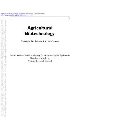 خرید و دانلود نسخه کامل کتاب Agricultural Biotechnology: Strategies for National Competitiveness