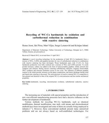 خرید و دانلود نسخه کامل کتاب al. Recycling of WC-Co hardmetals by oxidation and carbothermal reduction in combination with reactive sintering