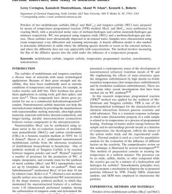 خرید و دانلود نسخه کامل کتاب al Synthesis and characterization of nanostructured molybdenum and tungsten carbide materials, and study of diffusion model