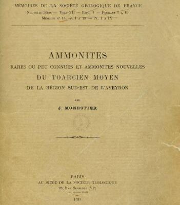 خرید و دانلود نسخه کامل کتاب Ammonites rares ou peu connues et ammonites nouvelles du Toarcien moyen de la région Sud-Est de l’Aveyron