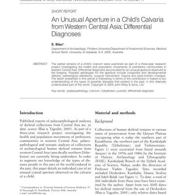 خرید و دانلود نسخه کامل کتاب An Unusual Aperture in a Child’s Calvaria from Western Central Asia: Differential Diagnoses