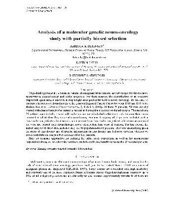 خرید و دانلود نسخه کامل کتاب Analysis of a molecular genetic neuro-oncology study with partially biased selection