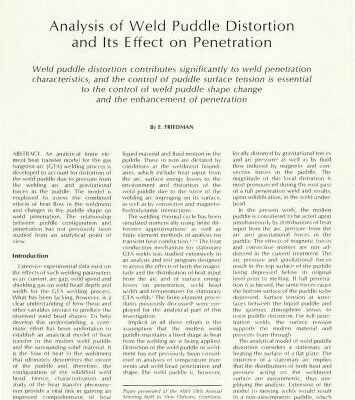 خرید و دانلود نسخه کامل کتاب Analysis of Weld Puddle Distortion and Its Effect on Penetration