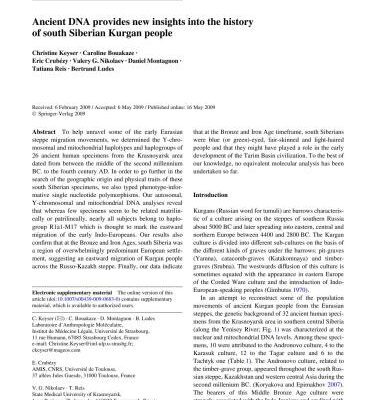 خرید و دانلود نسخه کامل کتاب Ancient DNA provides new insights into the history of south Siberian Kurgan people