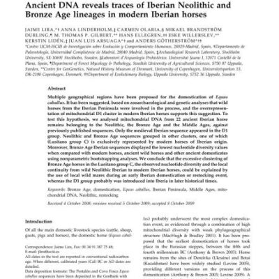خرید و دانلود نسخه کامل کتاب Ancient DNA reveals traces of Iberian Neolithic and Bronze Age lineages in modern Iberian horses