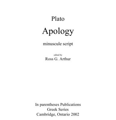 خرید و دانلود نسخه کامل کتاب Apology : minuscule script, edited by Ross G. Arthur