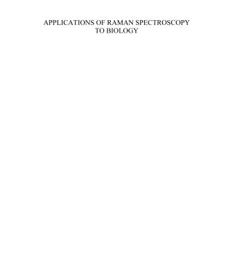 خرید و دانلود نسخه کامل کتاب Applications of Raman Spectroscopy to Biology: From Basic Studies to Disease Diagnosis