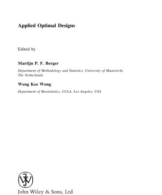 خرید و دانلود نسخه کامل کتاب Applied Optimal Designs
