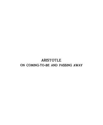 خرید و دانلود نسخه کامل کتاب Aristotle: On Coming-to-Be and Passing-Away
