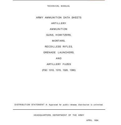 خرید و دانلود نسخه کامل کتاب Army ammunition data sheets for artillery ammunition guns, howitzers, mortars, recoilless rifles, grenade launchers and artillery fuzes