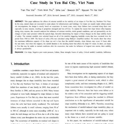 خرید و دانلود نسخه کامل کتاب [Article] Effect of Extreme Rainfall on Cut Slope Stability: Case Study in Yen Bai City, Viet Nam
