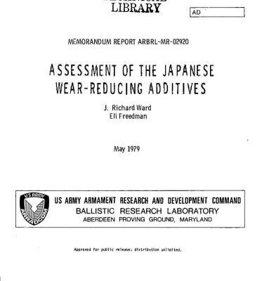 خرید و دانلود نسخه کامل کتاب Assessment of the japanese wear-reducing additives