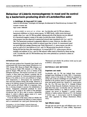 خرید و دانلود نسخه کامل کتاب at all. Behaviour of Listerla monocytogenes in meat and its control by a bacteriocin-producing strain of Lactobacillus sake