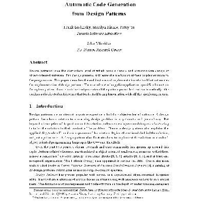 خرید و دانلود نسخه کامل کتاب Automatic code generation from design patterns