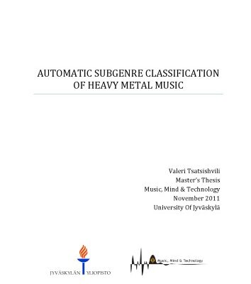 خرید و دانلود نسخه کامل کتاب Automatic Subgenre Classification of Heavy Metal Music
