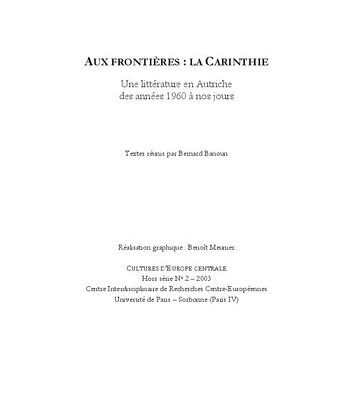 خرید و دانلود نسخه کامل کتاب AUX FRONTIÈRES : LA CARINTHIE Une littérature en Autriche des années 1960 à nos jours