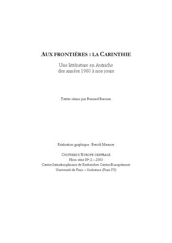 خرید و دانلود نسخه کامل کتاب AUX FRONTIÈRES : LA CARINTHIE Une littérature en Autriche des années 1960 à nos jours_68df951de9c76.jpeg خرید و دانلود نسخه کامل کتاب AUX FRONTIÈRES : LA CARINTHIE Une littérature en Autriche des années 1960 à nos jours