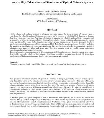 خرید و دانلود نسخه کامل کتاب Availability Calculation and Simulation of Optical Network Systems