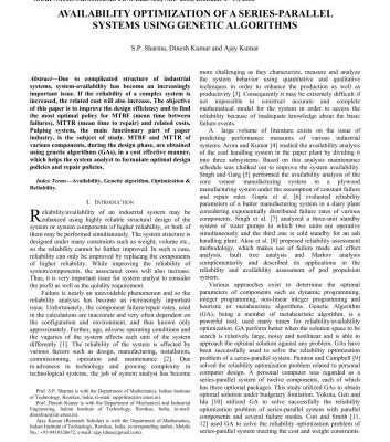 خرید و دانلود نسخه کامل کتاب Availability optimization of a series-parallel systems using genetic algorithms