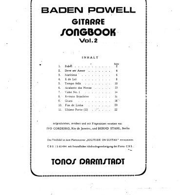 خرید و دانلود نسخه کامل کتاب Baden Powell. Songbook, Vol. 2 (Guitar Scores)