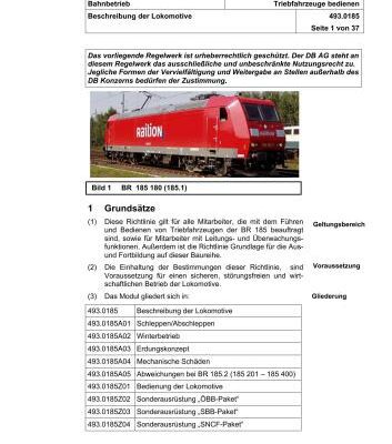 خرید و دانلود نسخه کامل کتاب Bahnbetrieb. Triebfahrzeuge bedienen. BR 185. Richtlinie 493.0185
