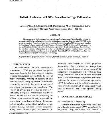 خرید و دانلود نسخه کامل کتاب Ballistic evaluation of LOVA propellant in high calibre gun