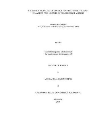خرید و دانلود نسخه کامل کتاب Ballistics modeling of combustion heat loss through chambers and nozzles of solid rocket motors