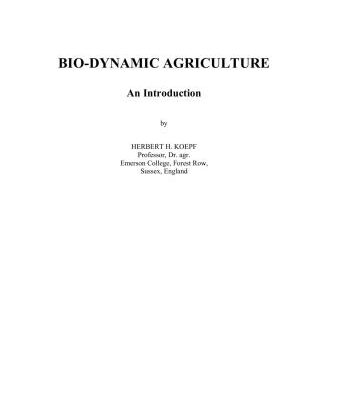خرید و دانلود نسخه کامل کتاب Bio-Dynamic Agriculture: An introduction