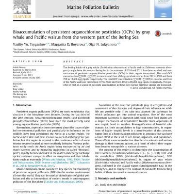 خرید و دانلود نسخه کامل کتاب Bioaccumulation of persistent organochlorine pesticides (OCPs) by gray whale and pacific walrus from the Western part of the Bering Sea