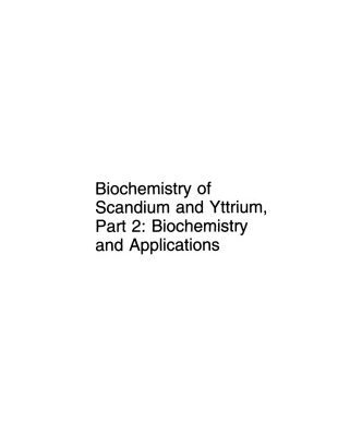 خرید و دانلود نسخه کامل کتاب Biochemistry of Scandium and Yttrium, Part 2: Biochemistry and Applications