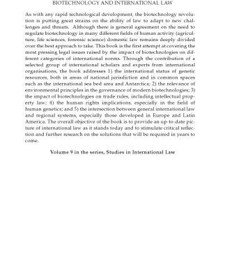 خرید و دانلود نسخه کامل کتاب Biotechnology And International Law (Studies in International Law)