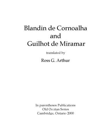 خرید و دانلود نسخه کامل کتاب Blandin de Cornoalha and Guilhot de Miramar, translated by Ross G. Arthur