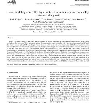 خرید و دانلود نسخه کامل کتاب Bone modeling controlled by a nickel-titanium shape memory alloy intramedullary nail