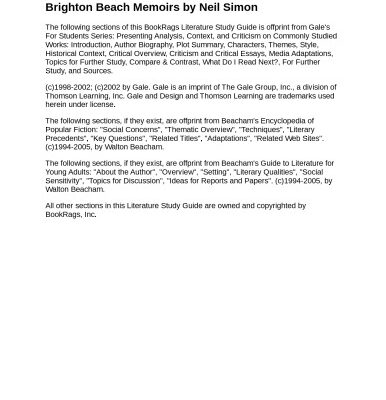 خرید و دانلود نسخه کامل کتاب Brighton Beach Memoirs Study Guide