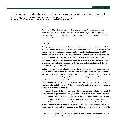 خرید و دانلود نسخه کامل کتاب Building Network Design Management Framework with Cisco ACS TACACS+ (RBAC) Server