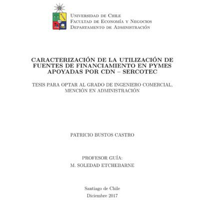 خرید و دانلود نسخه کامل کتاب Caracterización de la utilización de fuentes de financiamiento en Pymes apoyadas por CDN – SERCOTEC [thesis]
