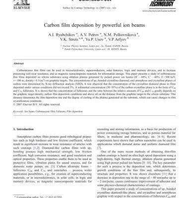 خرید و دانلود نسخه کامل کتاب Carbon film deposition by powerful ion beams