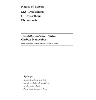 خرید و دانلود نسخه کامل کتاب Carbon nanotubes