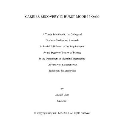 خرید و دانلود نسخه کامل کتاب Carrier recovery in burst-mode 16-QAM