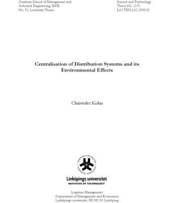 خرید و دانلود نسخه کامل کتاب Centralisation of distribution systems and its environmental effects