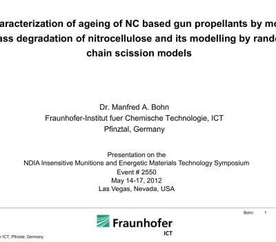 خرید و دانلود نسخه کامل کتاب Characterization of ageing of NC based gun propellants by molar mass degradation of nitrocellulose and its modeling by random chain scission models