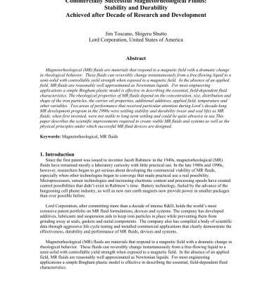 خرید و دانلود نسخه کامل کتاب Commercially Successful Magnetorheological Fluids: Stability and Durability Achieved after Decade of Research and Development