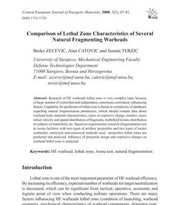 خرید و دانلود نسخه کامل کتاب Comparison of lethal zone characteristics of several natural fragmenting warheads