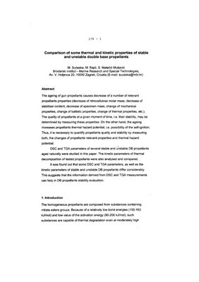 خرید و دانلود نسخه کامل کتاب Comparison of some thermal and kinetic properties of stable and unstable double base propellants