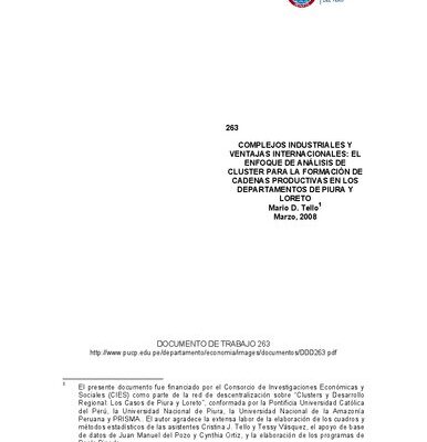 خرید و دانلود نسخه کامل کتاب Complejos industriales y ventajas internacionales: el enfoque de analisis de cluster para la formación de cadenas productivas en los departamentos de Piura y Loreto