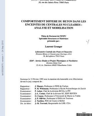 خرید و دانلود نسخه کامل کتاب COMPORTEMENT DIFFERE DU BETON DANS LES ENCEINTES DE CENTRALES NUCLEAIRES : ANALYSE ET MODELISATION