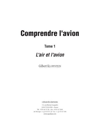 خرید و دانلود نسخه کامل کتاب Comprendre l’avion. Tome 1 L’air et l’avion