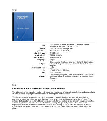 خرید و دانلود نسخه کامل کتاب Conceptions of Space and Place in Strategic Spatial Planning (RTPI Library Series)